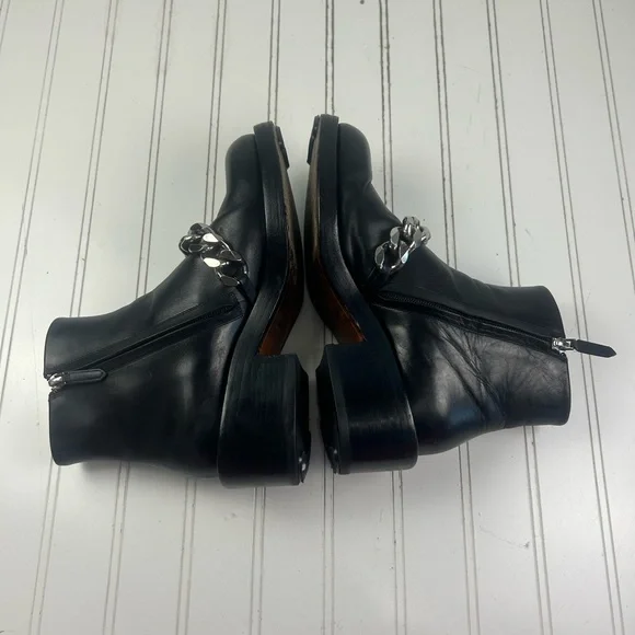 Givenchy Laura Black Chain Trimmed Leather Ankle Boots Womenโs Size 7-7.5 - Picture 9 of 12